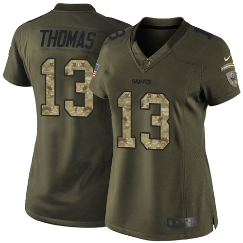 Nike Saints #13 Michael Thomas Green Women's Stitched NFL Limited 2015 Salute to Service Jersey